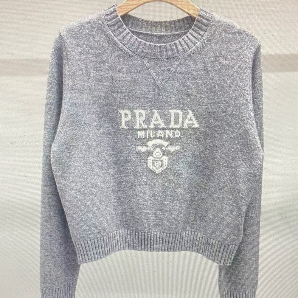 Prada Heather Gray Women's Crew Neck Sweater